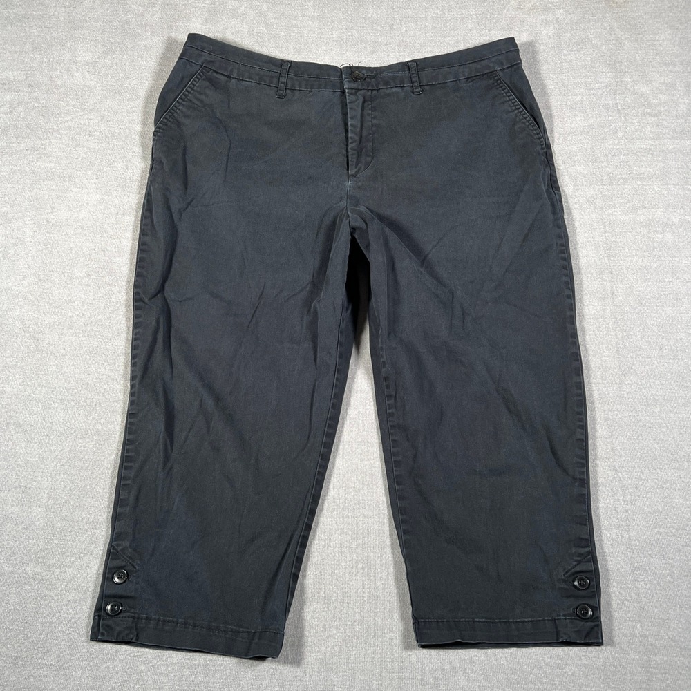 Croft & Barrow Stretch Mid Rise Capris Women 16 Black Cotton Blend